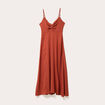 Robe longue évasée fendue orange foncé femme