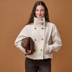 Caban court col montant beige femme