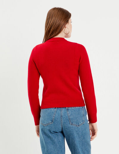 Pull manches longues rouge femme