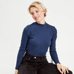 T-shirt manches longues côtelé bleu foncé femme