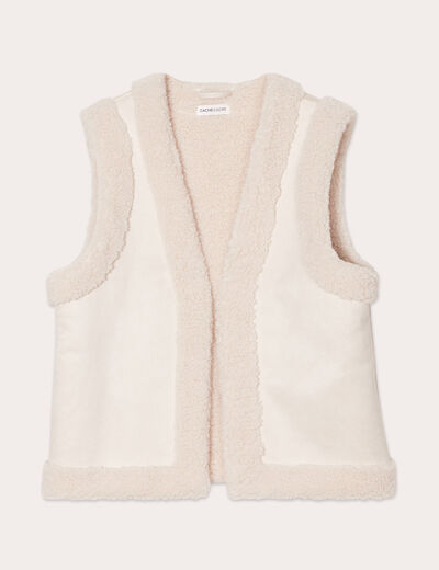Veste sans manches ecru femme