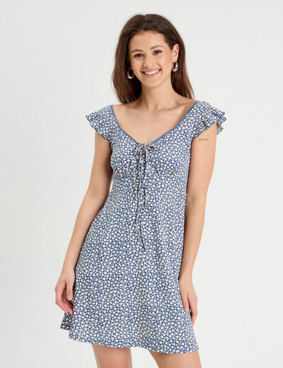 Robe trapèze sans manches bleu gris femme