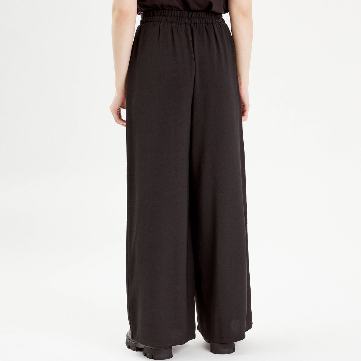 Pantalon large fluide noir femme