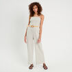 Combinaison pantalon bretelles avec lin vert femme