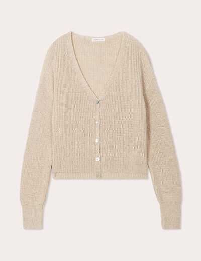 Gilet manches longues sable femme