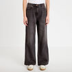 Jeans wide leg taille haute denim noir femme