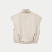Veste bouclette sans manches col montant sable femme