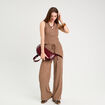 Pantalon large marron femme