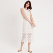 Robe midi moulante dentelle ecru femme