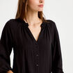Blouse ample pliss&eacute;e manches longues noir femme
