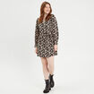 Robe droite ceinturée beige femme