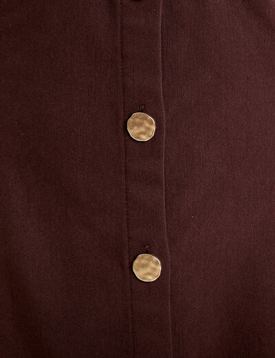 Robe droite boutonnée marron foncé femme