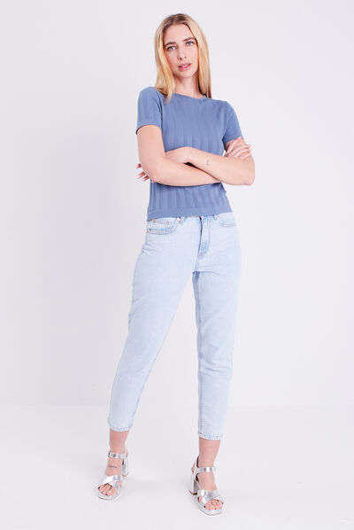 T-shirt manches courtes bleu femme