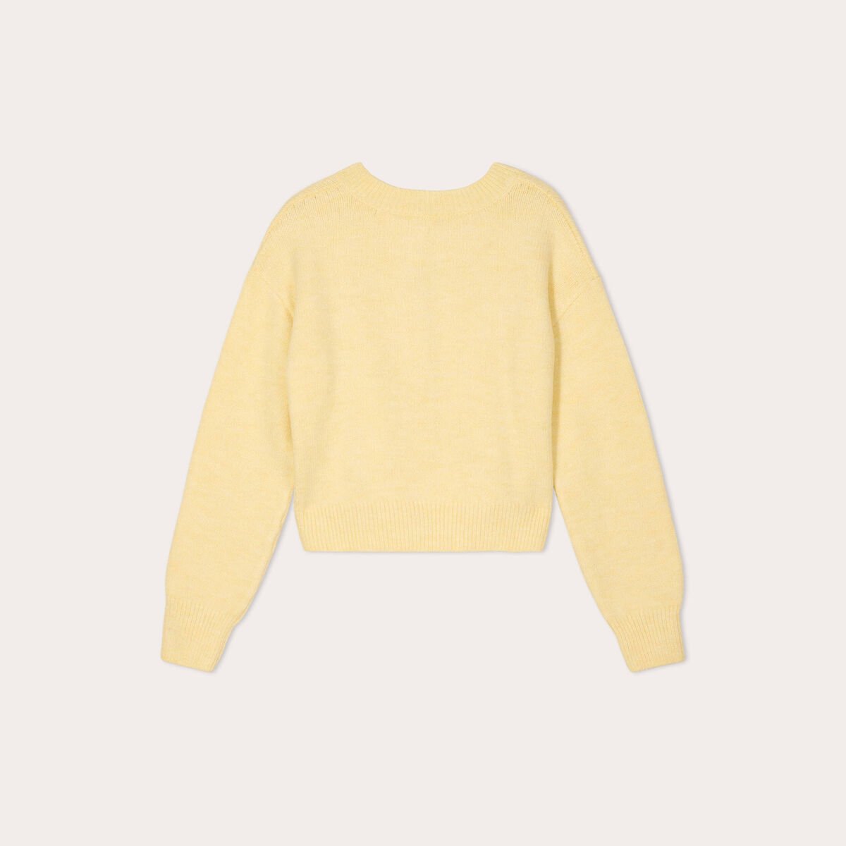 Gilet court nou&eacute; jaune clair femme