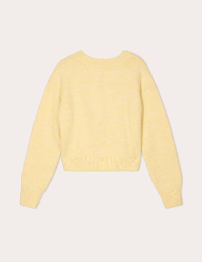 Gilet court nou&eacute; jaune clair femme