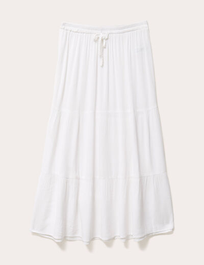 Jupe longue évasée blanc femme