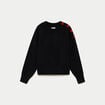 Pull ample col rond manches longues noir femme