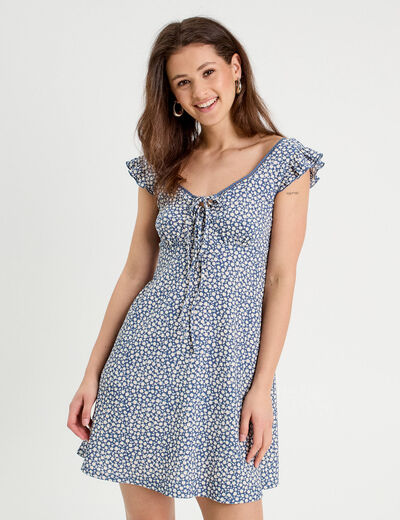 Robe trapèze sans manches bleu gris femme