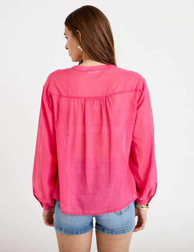 Blouse oversize manches longues rose fushia femme