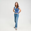 Blouse dos ouvert bleu foncé femme