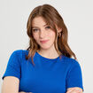 T-shirt cropped bleu electrique femme