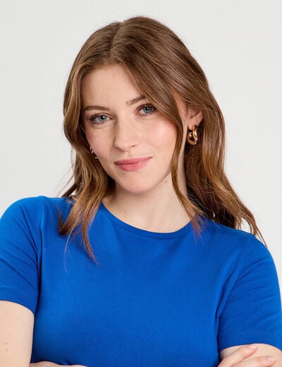T-shirt cropped bleu electrique femme