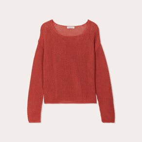 Pull crochet manches longues vieux rose femme