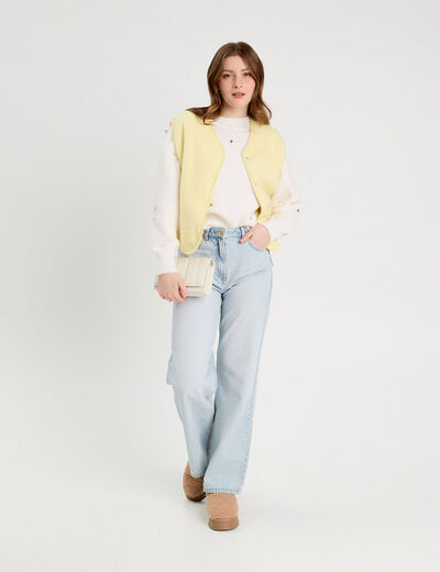 Pull avec détails bijoux ecru femme