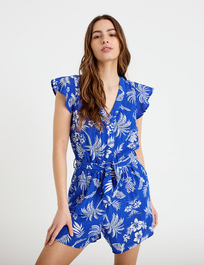 Combishort fluide bleu roi femme