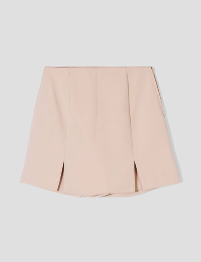 Jupe-short droite fentes sable femme