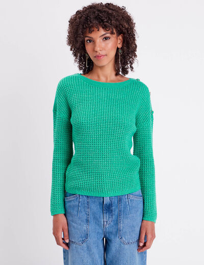 Pull manches longues vert femme
