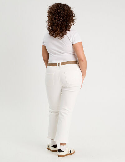 Jeans flare ceinturé ecru femme