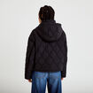 Veste droite &agrave; capuche manches longues noir femme