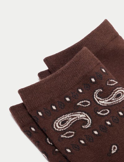 Lot de 2 paires de chaussettes marron fonc&eacute; femme