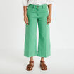 Jean wide leg cropped taille haute vert femme
