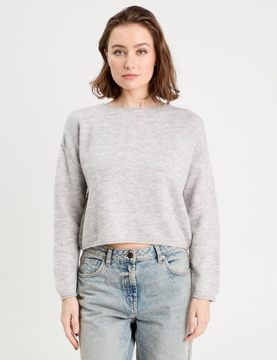 Pull manches longues gris clair femme