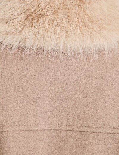 Veste droite cropped col tailleur taupe femme