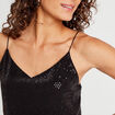 Débardeur cropped paillettes noir femme