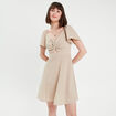 Robe patineuse manches courtes beige femme