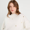 Pull avec détails bijoux ecru femme