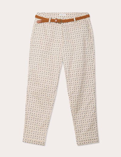 Pantalon chino slim 7/8ème blanc femme