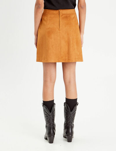 Jupe trapèze suédine camel femme