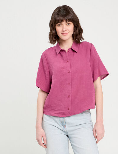 Chemise manches courtes prune femme