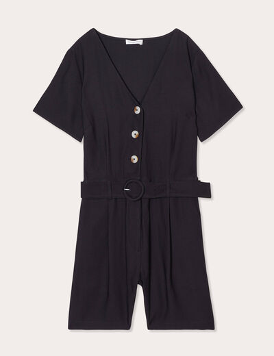 Combishort ceinturée noir femme