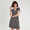 Robe évasée boutonnée noir femme