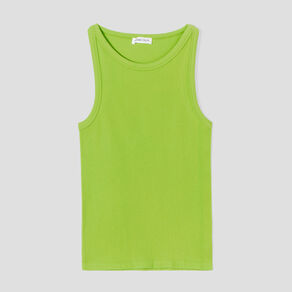 debardeur cotele ajuste vert femme Débardeur côtelé ajusté vert femme