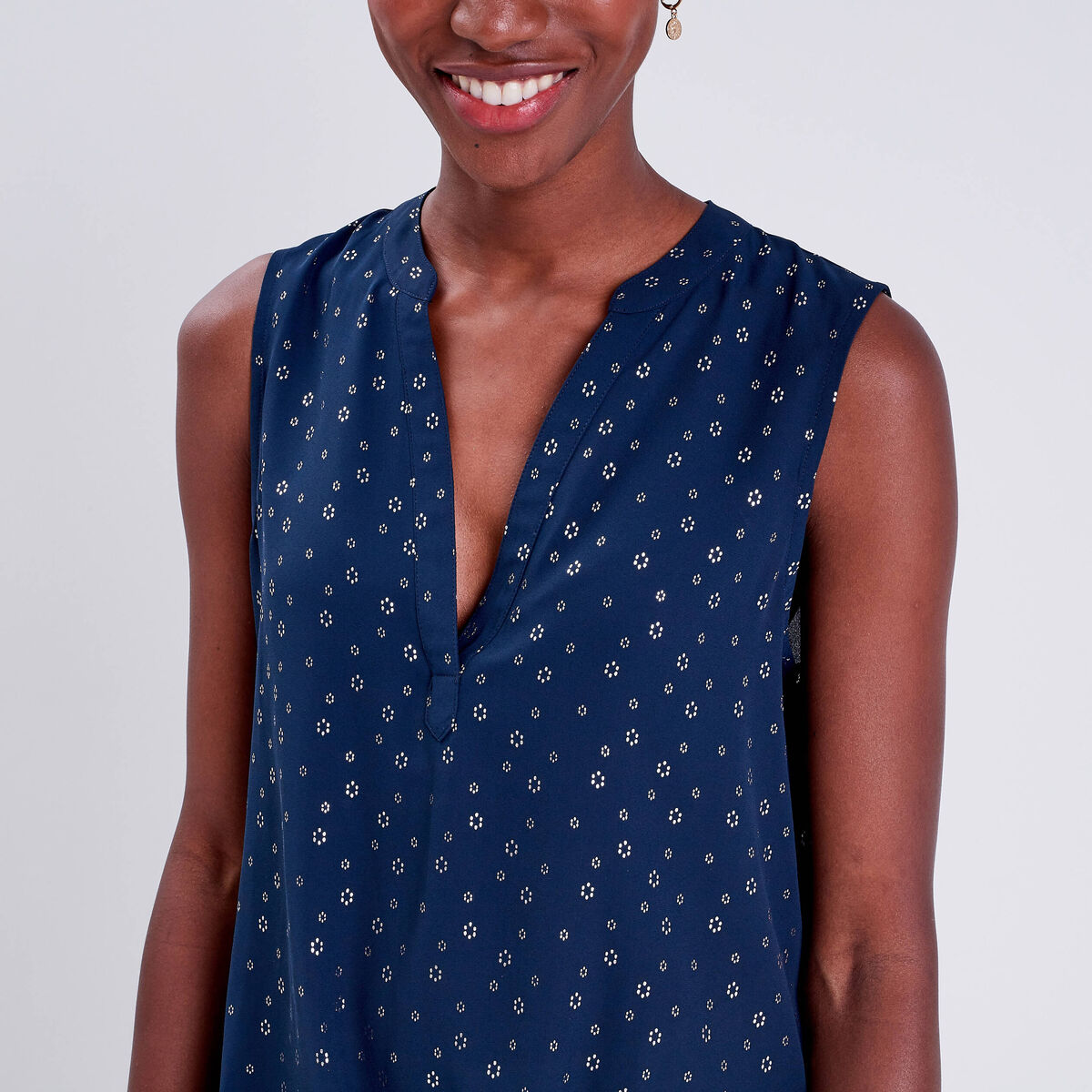 Blouse sans manches bleu marine femme