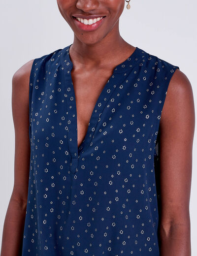 Blouse sans manches bleu marine femme
