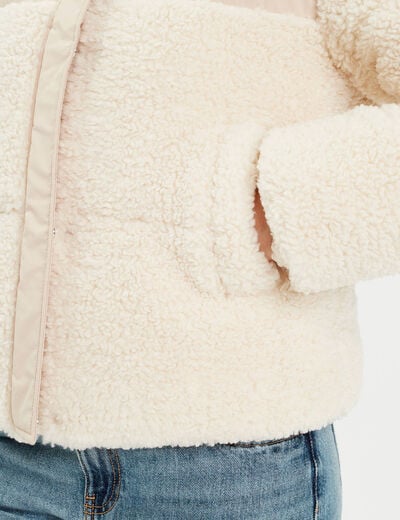 Doudoune effet polaire ecru femme