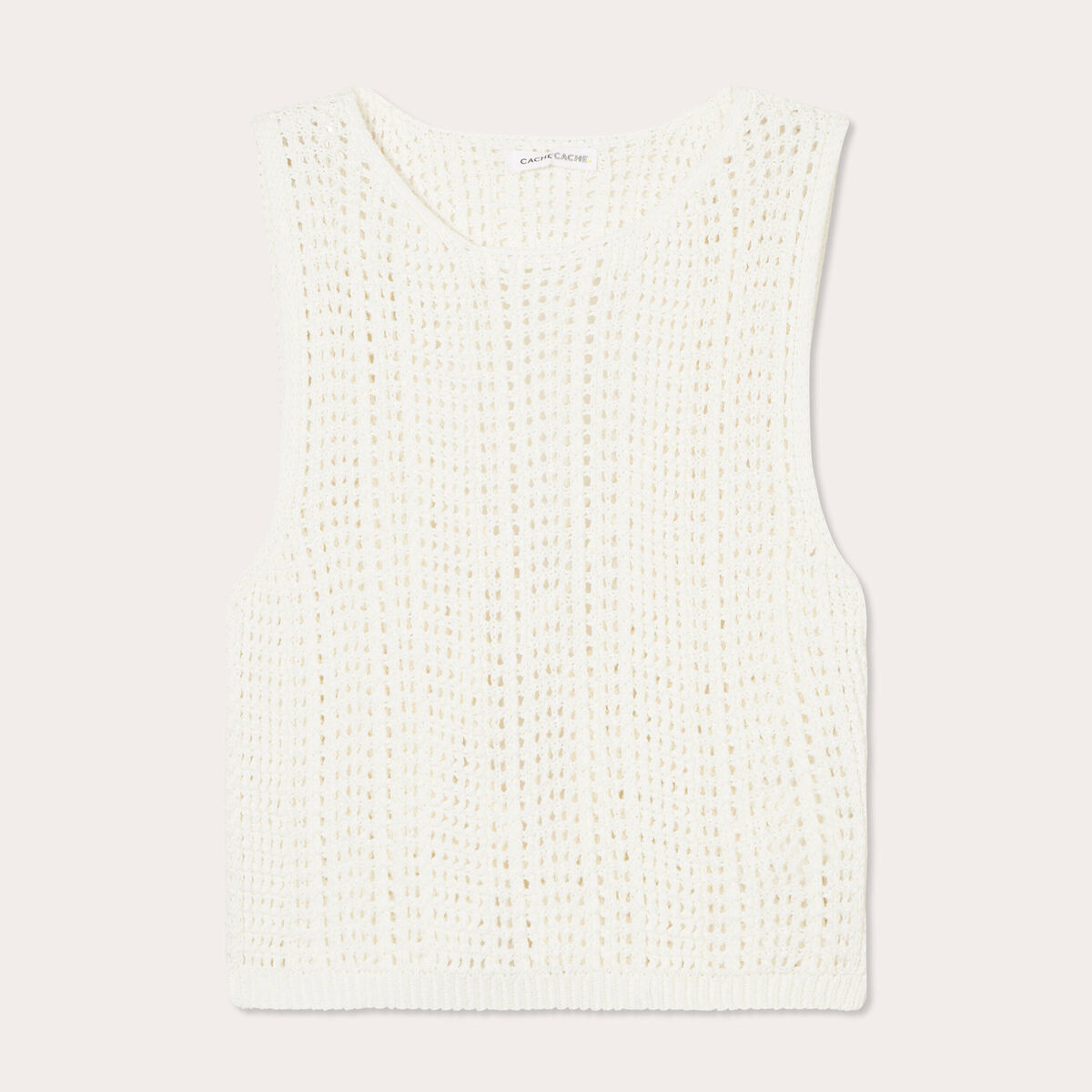 Débardeur crochet dos lacé ecru femme